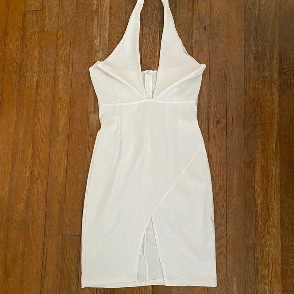 Peppermint Halter Fitted VNeck Women Dress Size L - Picture 1 of 13